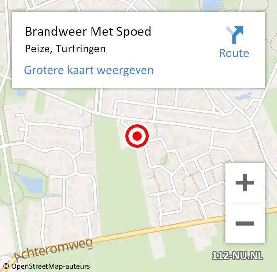 Locatie op kaart van de 112 melding: Brandweer Met Spoed Naar Peize, Turfringen op 16 juni 2024 13:53