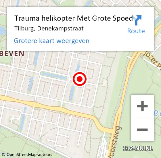 Locatie op kaart van de 112 melding: Trauma helikopter Met Grote Spoed Naar Tilburg, Denekampstraat op 16 juni 2024 13:57