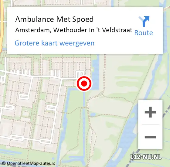 Locatie op kaart van de 112 melding: Ambulance Met Spoed Naar Amsterdam, Wethouder In 't Veldstraat op 16 juni 2024 13:59