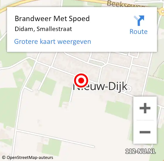 Locatie op kaart van de 112 melding: Brandweer Met Spoed Naar Didam, Smallestraat op 16 juni 2024 14:07