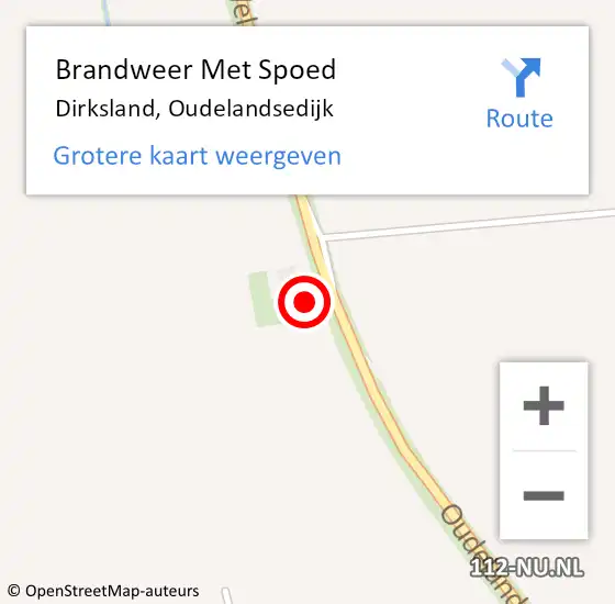 Locatie op kaart van de 112 melding: Brandweer Met Spoed Naar Dirksland, Oudelandsedijk op 9 oktober 2014 16:32