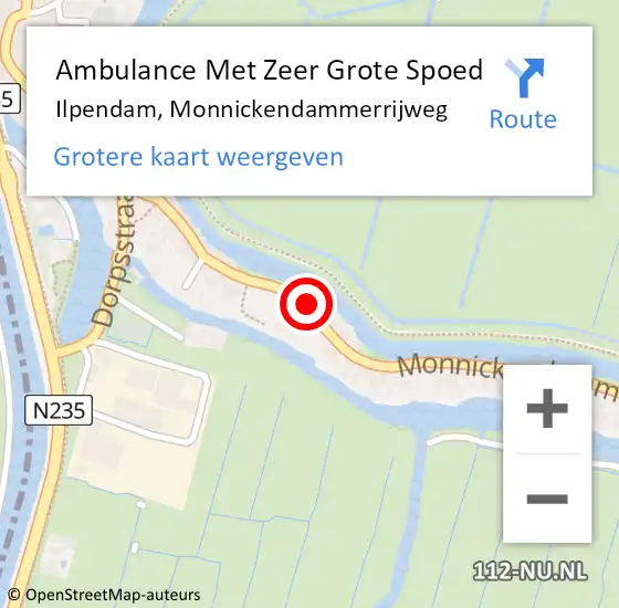 Locatie op kaart van de 112 melding: Ambulance Met Zeer Grote Spoed Naar Ilpendam, Monnickendammerrijweg op 16 juni 2024 14:09