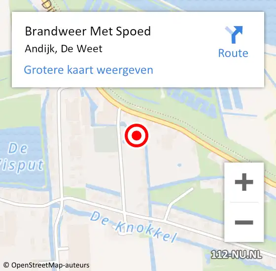 Locatie op kaart van de 112 melding: Brandweer Met Spoed Naar Andijk, De Weet op 17 oktober 2013 08:11