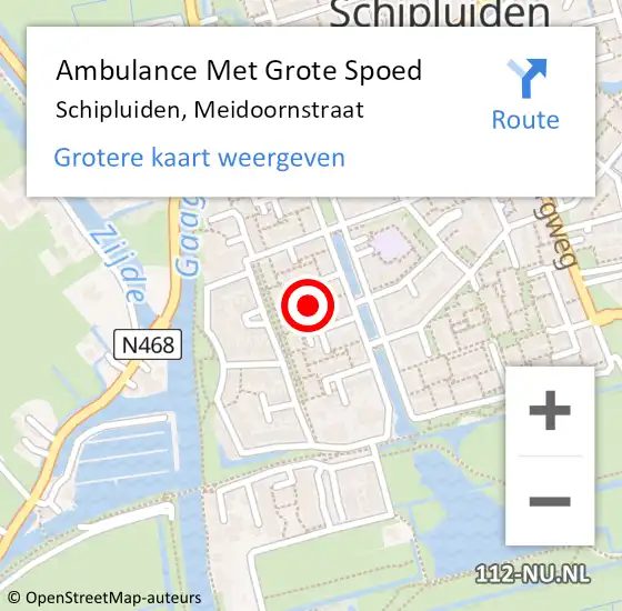 Locatie op kaart van de 112 melding: Ambulance Met Grote Spoed Naar Schipluiden, Meidoornstraat op 16 juni 2024 14:12