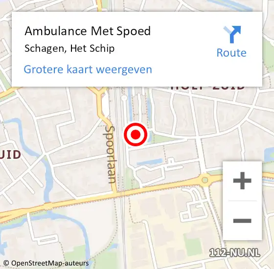 Locatie op kaart van de 112 melding: Ambulance Met Spoed Naar Schagen, Het Schip op 16 juni 2024 14:14