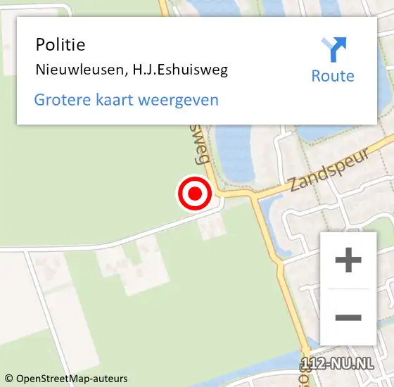 Locatie op kaart van de 112 melding: Politie Nieuwleusen, H.J.Eshuisweg op 16 juni 2024 14:16