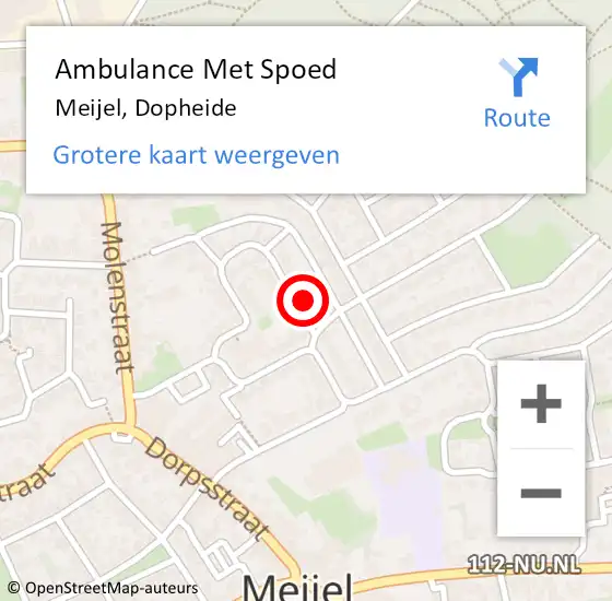 Locatie op kaart van de 112 melding: Ambulance Met Spoed Naar Meijel, Dopheide op 9 oktober 2014 16:34