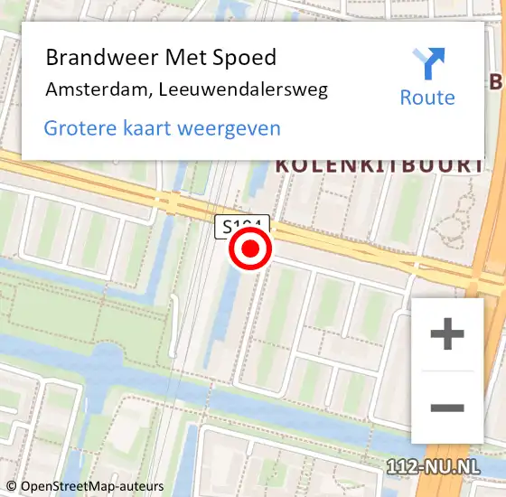 Locatie op kaart van de 112 melding: Brandweer Met Spoed Naar Amsterdam, Leeuwendalersweg op 16 juni 2024 14:26