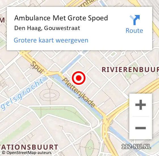 Locatie op kaart van de 112 melding: Ambulance Met Grote Spoed Naar Den Haag, Gouwestraat op 16 juni 2024 14:31