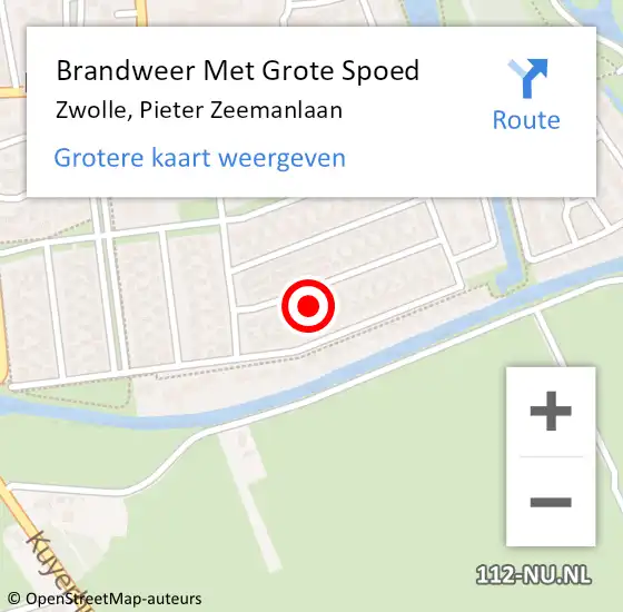 Locatie op kaart van de 112 melding: Brandweer Met Grote Spoed Naar Zwolle, Pieter Zeemanlaan op 16 juni 2024 14:31