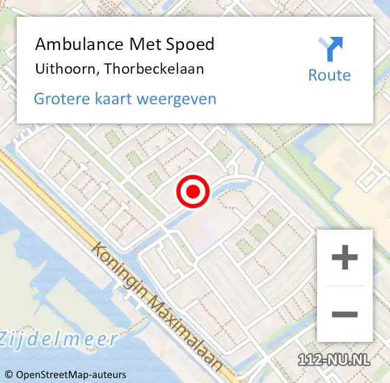 Locatie op kaart van de 112 melding: Ambulance Met Spoed Naar Uithoorn, Thorbeckelaan op 16 juni 2024 14:36