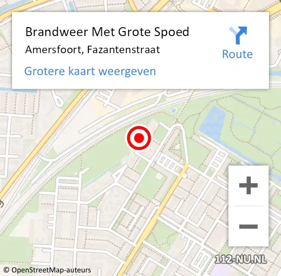 Locatie op kaart van de 112 melding: Brandweer Met Grote Spoed Naar Amersfoort, Fazantenstraat op 16 juni 2024 14:38