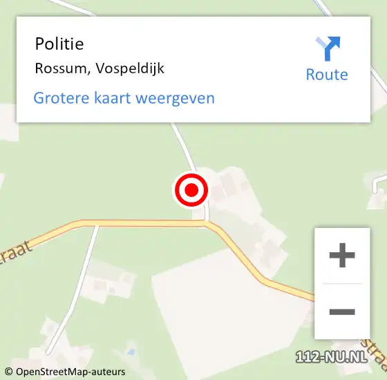 Locatie op kaart van de 112 melding: Politie Rossum, Vospeldijk op 16 juni 2024 14:48