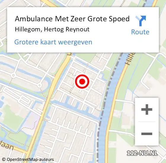 Locatie op kaart van de 112 melding: Ambulance Met Zeer Grote Spoed Naar Hillegom, Hertog Reynout op 16 juni 2024 14:58