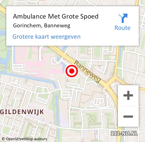 Locatie op kaart van de 112 melding: Ambulance Met Grote Spoed Naar Gorinchem, Banneweg op 16 juni 2024 15:06