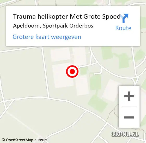 Locatie op kaart van de 112 melding: Trauma helikopter Met Grote Spoed Naar Apeldoorn, Sportpark Orderbos op 16 juni 2024 15:11