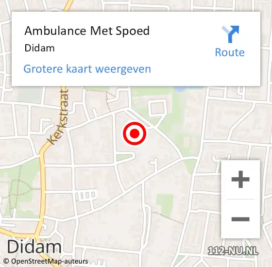 Locatie op kaart van de 112 melding: Ambulance Met Spoed Naar Didam op 16 juni 2024 15:28