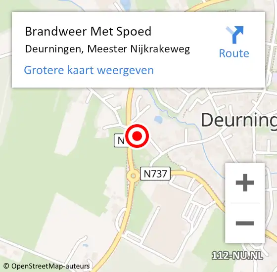 Locatie op kaart van de 112 melding: Brandweer Met Spoed Naar Deurningen, Meester Nijkrakeweg op 16 juni 2024 15:34