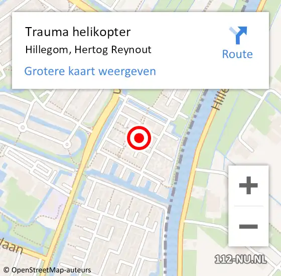 Locatie op kaart van de 112 melding: Trauma helikopter Hillegom, Hertog Reynout op 16 juni 2024 16:07