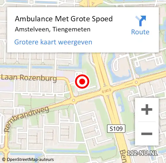 Locatie op kaart van de 112 melding: Ambulance Met Grote Spoed Naar Amstelveen, Tiengemeten op 16 juni 2024 16:12