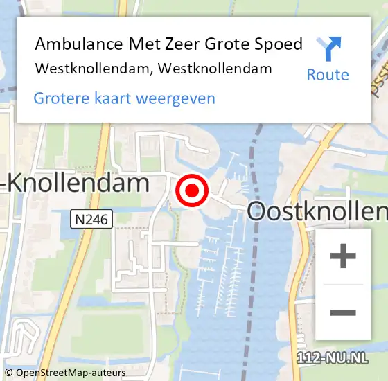 Locatie op kaart van de 112 melding: Ambulance Met Zeer Grote Spoed Naar Westknollendam, Westknollendam op 16 juni 2024 16:26