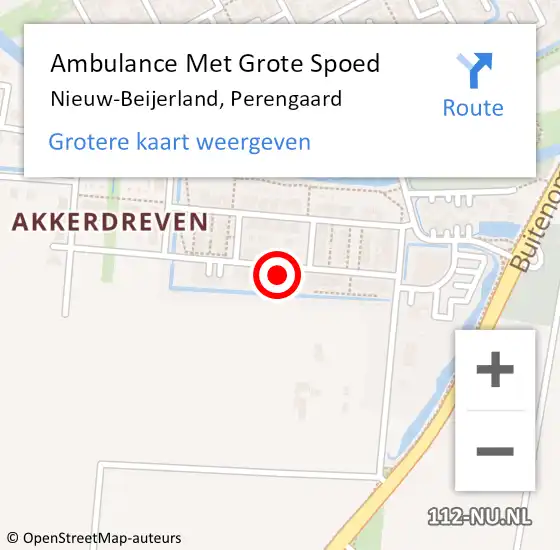 Locatie op kaart van de 112 melding: Ambulance Met Grote Spoed Naar Nieuw-Beijerland, Perengaard op 16 juni 2024 16:34