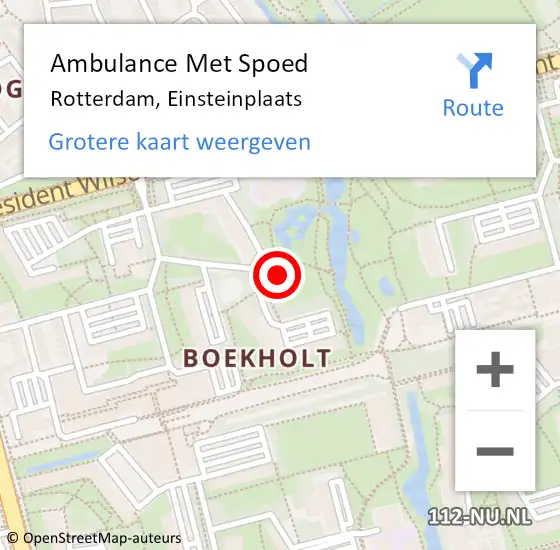 Locatie op kaart van de 112 melding: Ambulance Met Spoed Naar Rotterdam, Einsteinplaats op 16 juni 2024 16:36