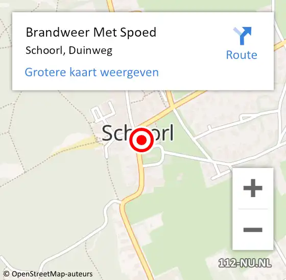 Locatie op kaart van de 112 melding: Brandweer Met Spoed Naar Schoorl, Duinweg op 16 juni 2024 16:41