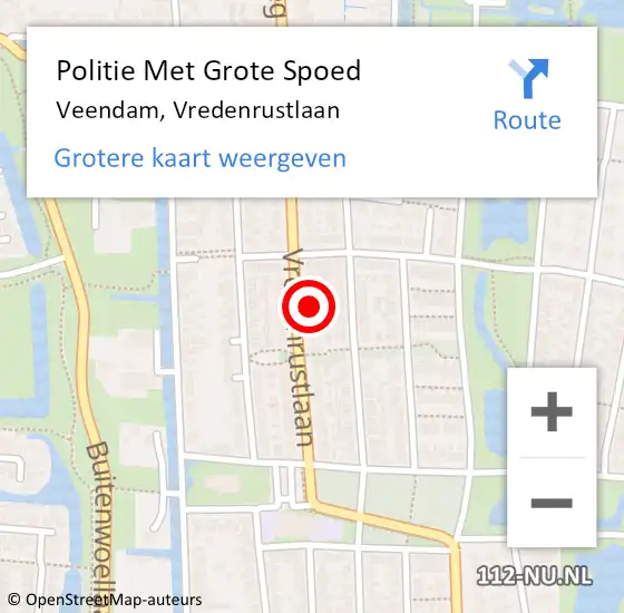 Locatie op kaart van de 112 melding: Politie Met Grote Spoed Naar Veendam, Vredenrustlaan op 16 juni 2024 16:45