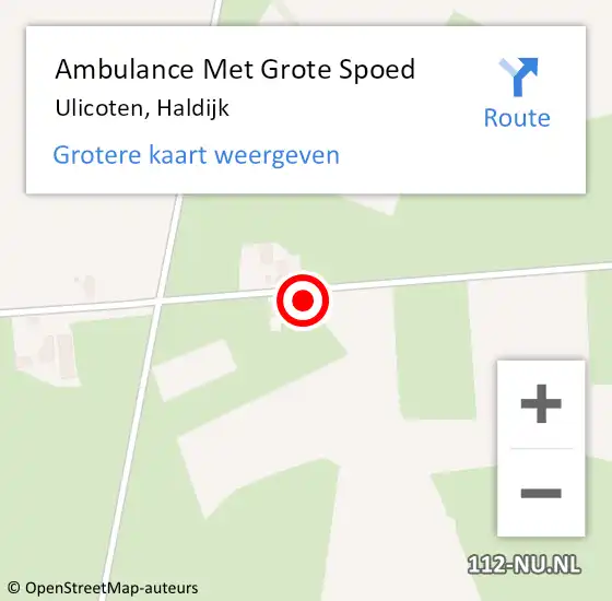 Locatie op kaart van de 112 melding: Ambulance Met Grote Spoed Naar Ulicoten, Haldijk op 17 oktober 2013 08:13