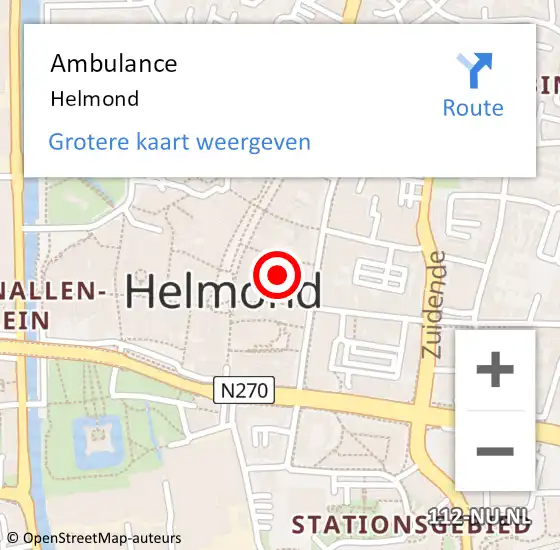 Locatie op kaart van de 112 melding: Ambulance Helmond op 16 juni 2024 17:02