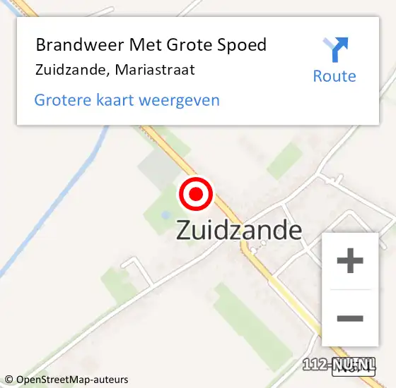 Locatie op kaart van de 112 melding: Brandweer Met Grote Spoed Naar Zuidzande, Mariastraat op 16 juni 2024 17:04