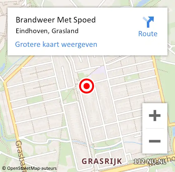 Locatie op kaart van de 112 melding: Brandweer Met Spoed Naar Eindhoven, Grasland op 16 juni 2024 17:06