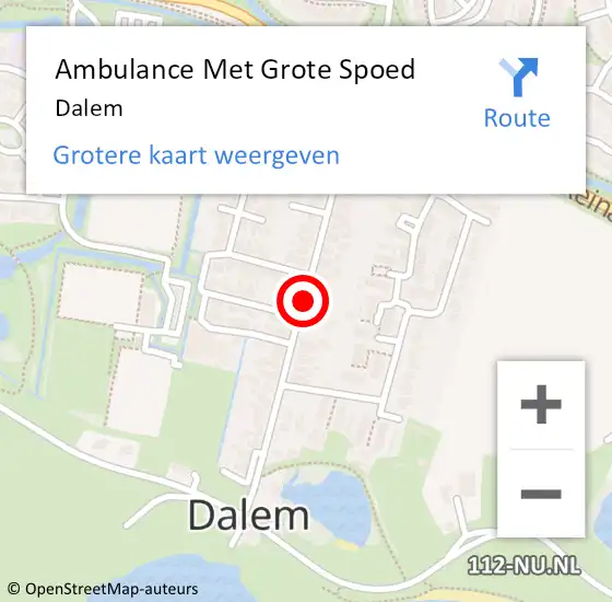 Locatie op kaart van de 112 melding: Ambulance Met Grote Spoed Naar Dalem op 16 juni 2024 17:24