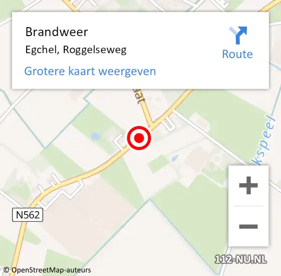 Locatie op kaart van de 112 melding: Brandweer Egchel, Roggelseweg op 9 oktober 2014 16:46