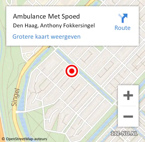 Locatie op kaart van de 112 melding: Ambulance Met Spoed Naar Den Haag, Anthony Fokkersingel op 16 juni 2024 17:34