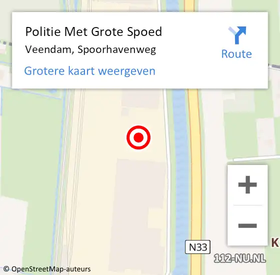 Locatie op kaart van de 112 melding: Politie Met Grote Spoed Naar Veendam, Spoorhavenweg op 16 juni 2024 17:36