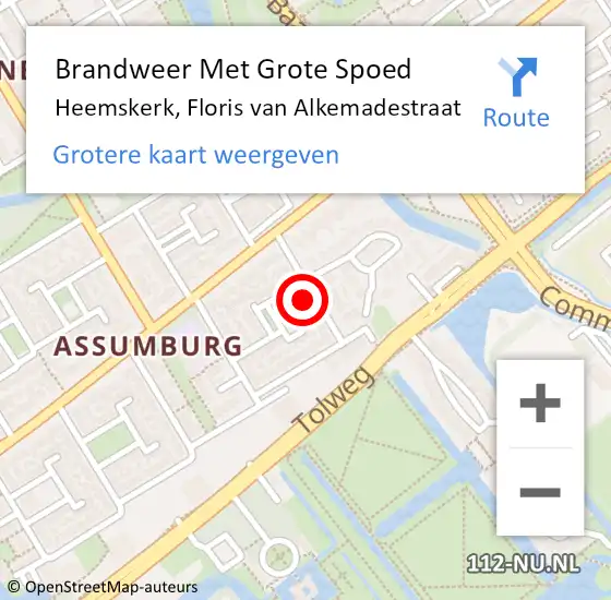 Locatie op kaart van de 112 melding: Brandweer Met Grote Spoed Naar Heemskerk, Floris van Alkemadestraat op 16 juni 2024 17:51