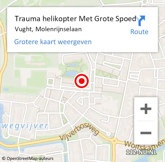 Locatie op kaart van de 112 melding: Trauma helikopter Met Grote Spoed Naar Vught, Molenrijnselaan op 16 juni 2024 17:52