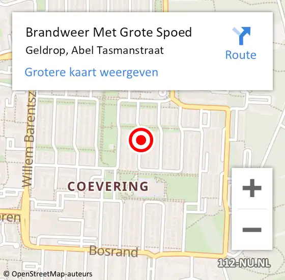 Locatie op kaart van de 112 melding: Brandweer Met Grote Spoed Naar Geldrop, Abel Tasmanstraat op 16 juni 2024 18:00