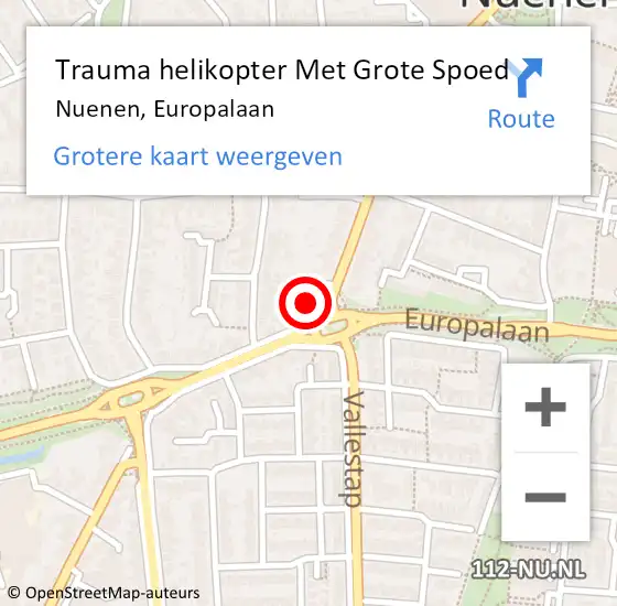 Locatie op kaart van de 112 melding: Trauma helikopter Met Grote Spoed Naar Nuenen, Europalaan op 16 juni 2024 18:05