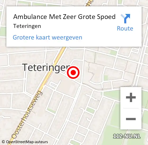 Locatie op kaart van de 112 melding: Ambulance Met Zeer Grote Spoed Naar Teteringen op 16 juni 2024 18:20