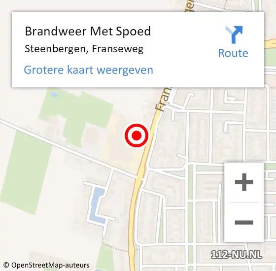 Locatie op kaart van de 112 melding: Brandweer Met Spoed Naar Steenbergen, Franseweg op 16 juni 2024 18:24