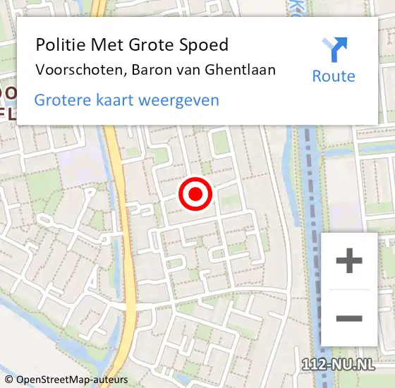 Locatie op kaart van de 112 melding: Politie Met Grote Spoed Naar Voorschoten, Baron van Ghentlaan op 16 juni 2024 18:30