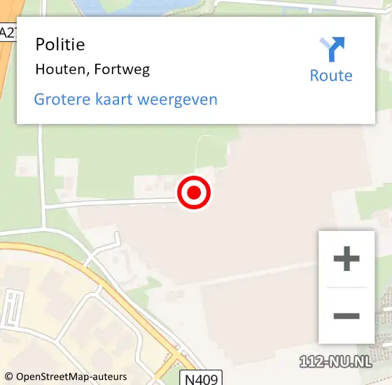 Locatie op kaart van de 112 melding: Politie Houten, Fortweg op 16 juni 2024 18:30