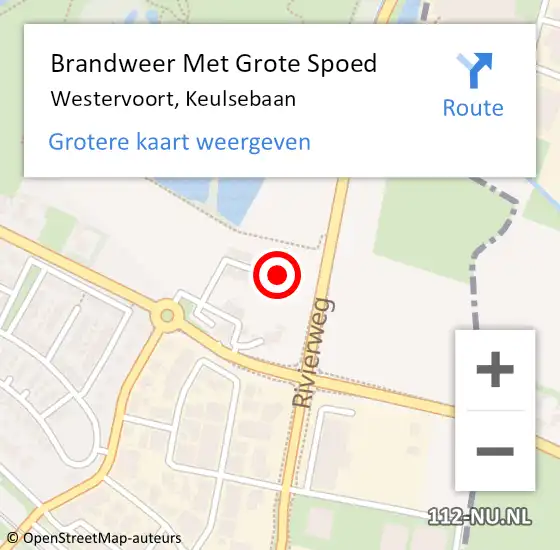 Locatie op kaart van de 112 melding: Brandweer Met Grote Spoed Naar Westervoort, Keulsebaan op 16 juni 2024 18:32