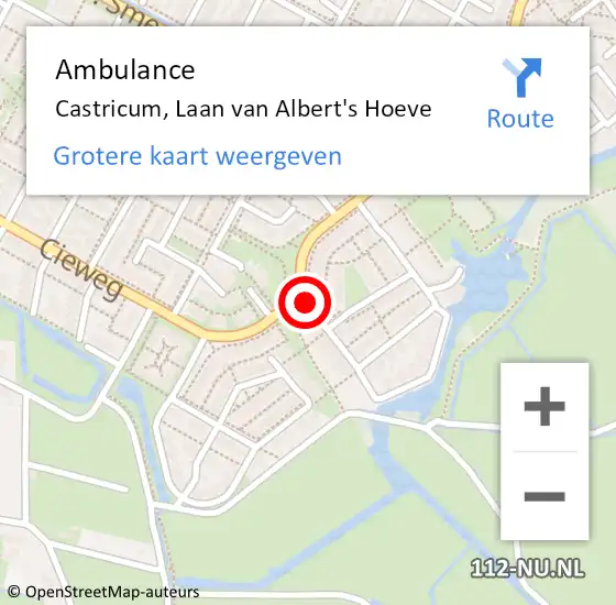 Locatie op kaart van de 112 melding: Ambulance Castricum, Laan van Albert's Hoeve op 16 juni 2024 19:16
