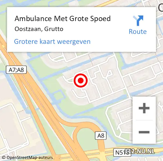 Locatie op kaart van de 112 melding: Ambulance Met Grote Spoed Naar Oostzaan, Grutto op 16 juni 2024 19:23