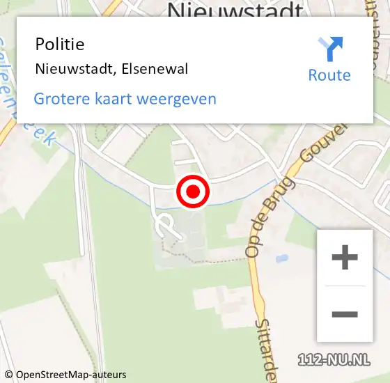 Locatie op kaart van de 112 melding: Politie Nieuwstadt, Elsenewal op 16 juni 2024 19:23