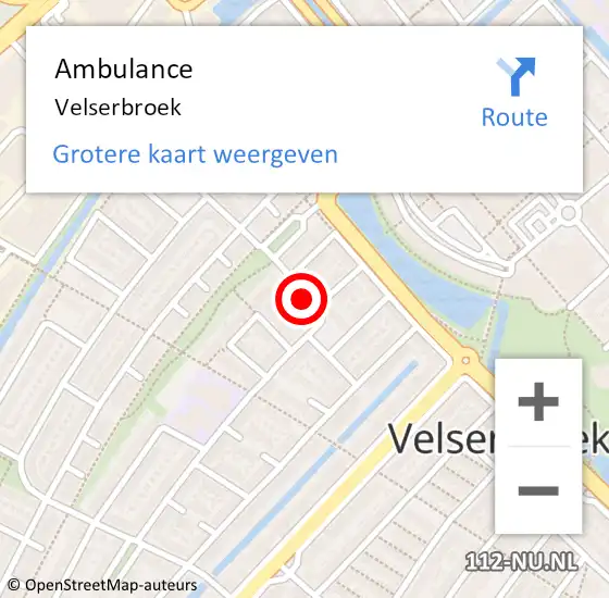 Locatie op kaart van de 112 melding: Ambulance Velserbroek op 16 juni 2024 19:23